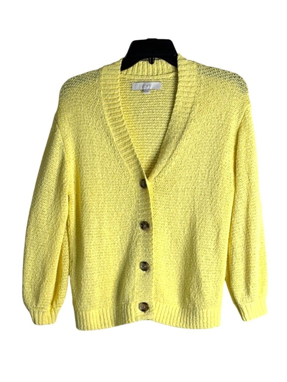 Loft Women's Button Front V Neck Cardigan Yellow Size XS NWOT